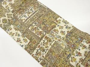 縮緬地花唐草模様名古屋帯